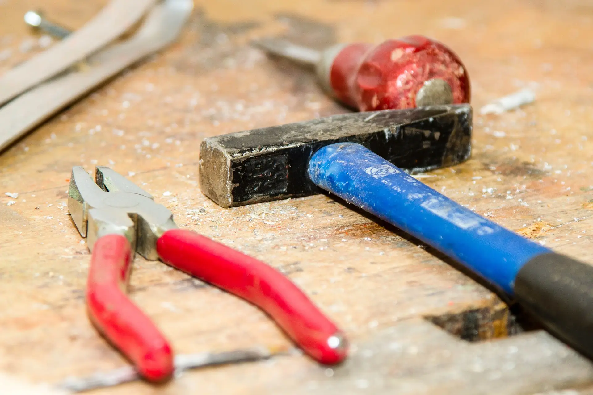 Tools sitting on a work bench