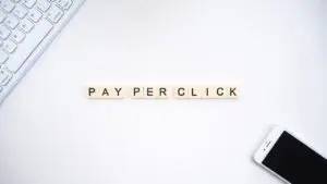 "Pay Per Click" spelled out in Scrabble letters