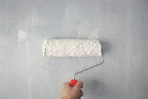 Paint Roller Being Held By Someone's Left Hand.